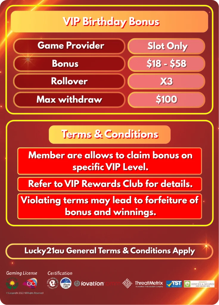 vip birthday bonus